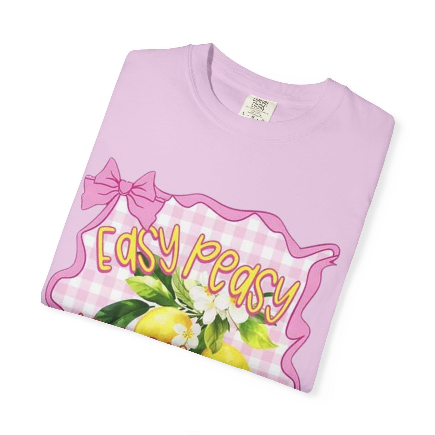 Easy Peasy Lemon Squeezy T-Shirt — Retro Pink Gingham Lemon Graphic