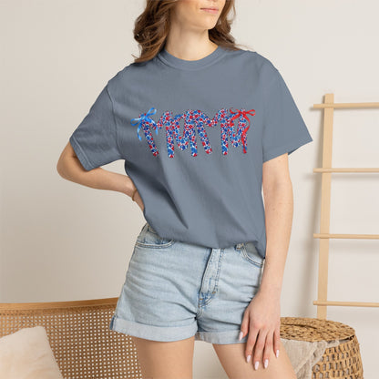 Patriotic Flip-Flop Graphic T-Shirt — Red, White & Blue Summer Tee
