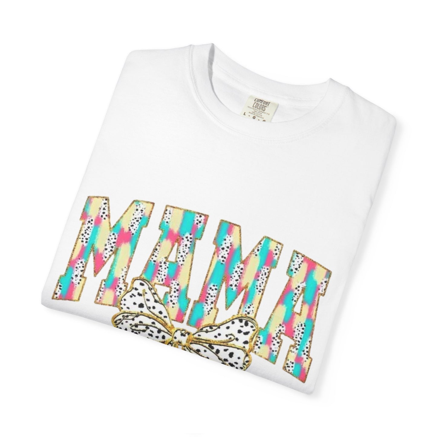 Mama Graphic T-Shirt with Colorful Leopard Bow — Mother's Day Casual Tee