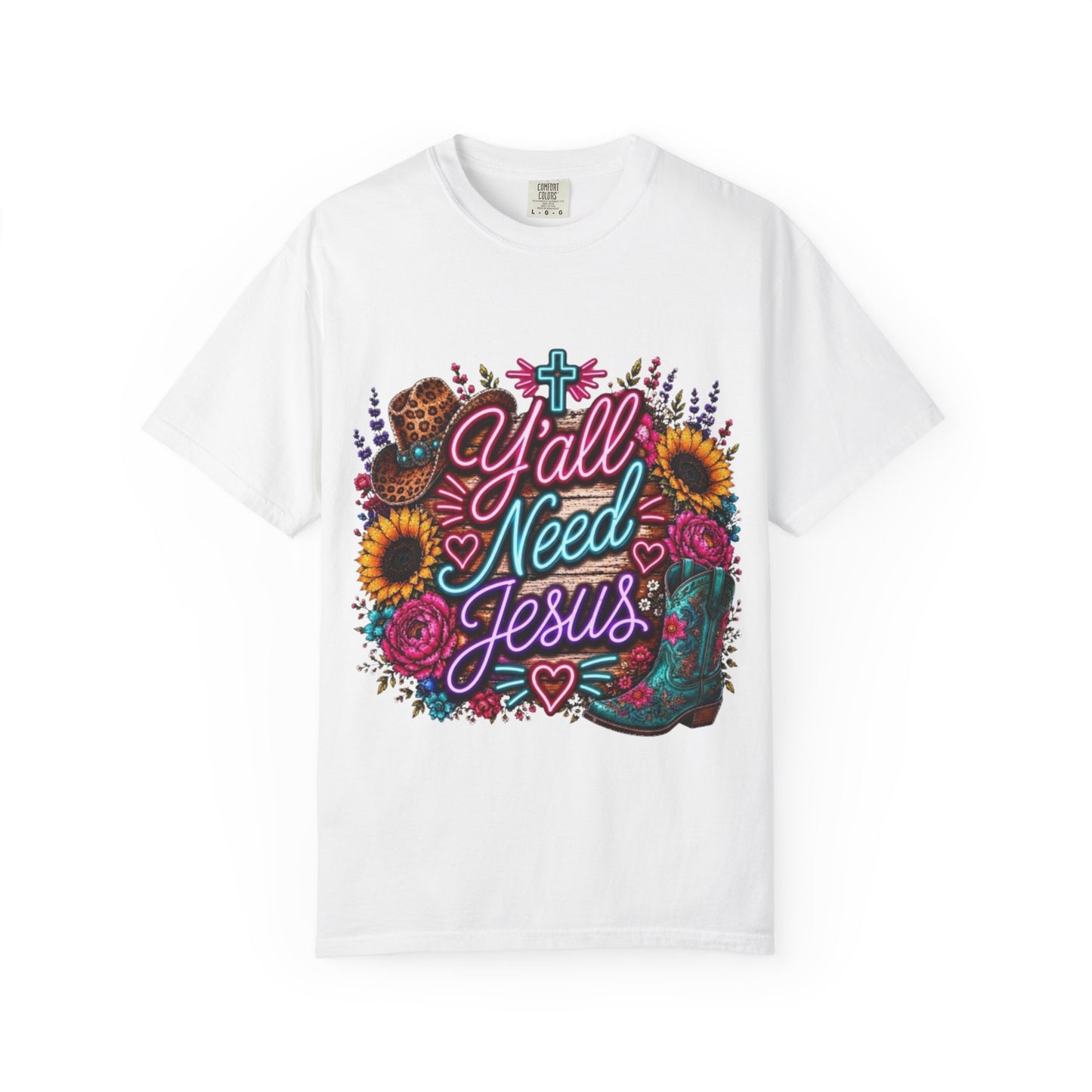 Y'all Need Jesus T-Shirt — Floral Cowboy Boot Christian Graphic Tee