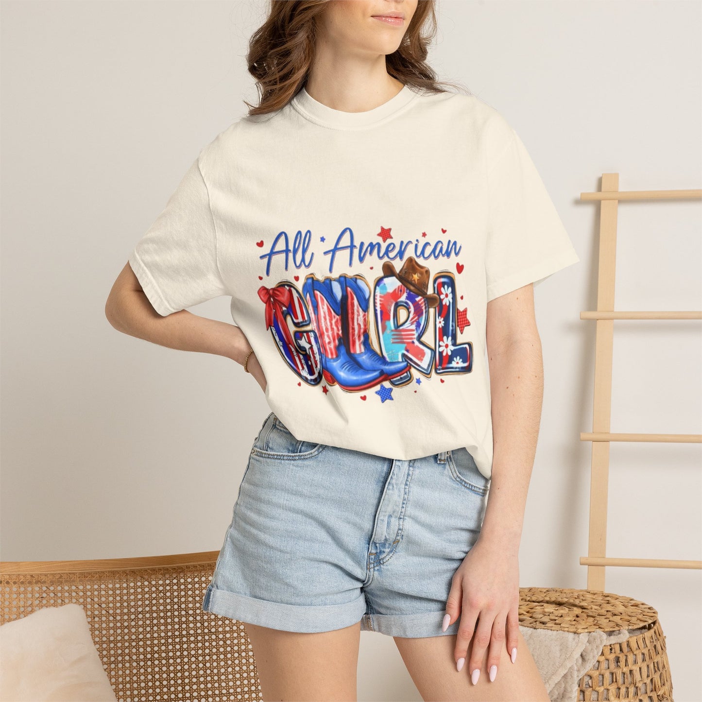 All American Girl T-Shirt – Patriotic 4th of July Graphic Tee