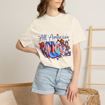 All American Girl T-Shirt – Patriotic 4th of July Graphic Tee
