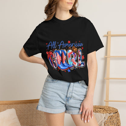 All American Girl T-Shirt – Patriotic 4th of July Graphic Tee