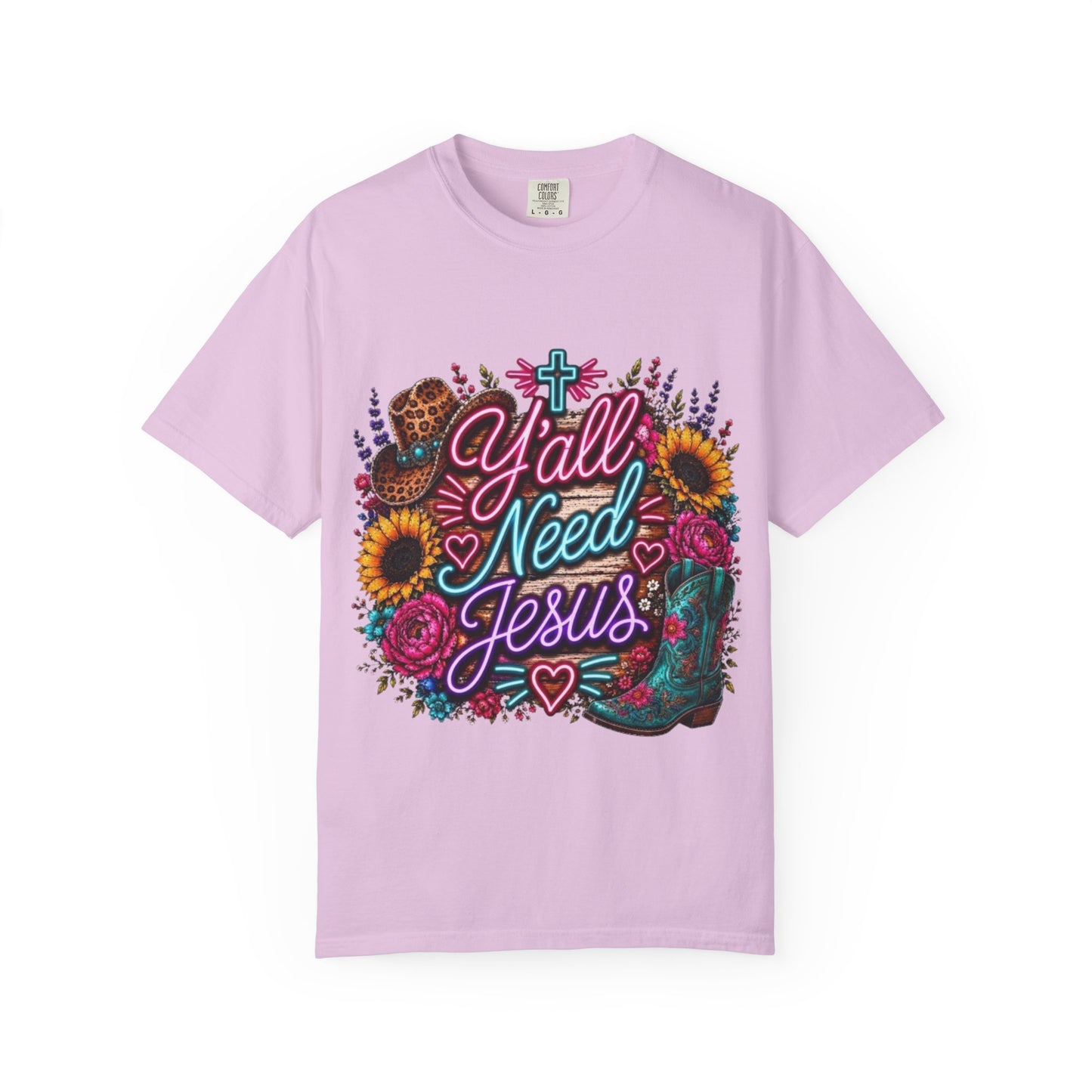 Y'all Need Jesus T-Shirt — Floral Cowboy Boot Christian Graphic Tee