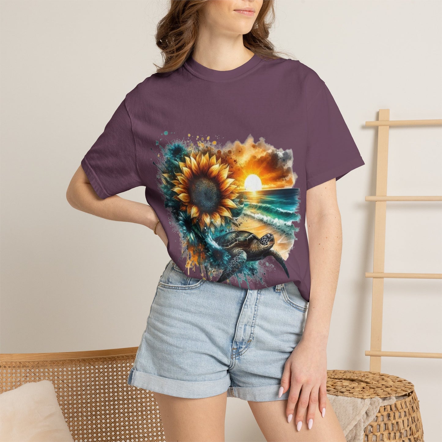 Sunflower Sea Turtle Sunset T-Shirt