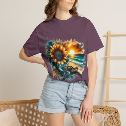 Sunflower Sea Turtle Sunset T-Shirt