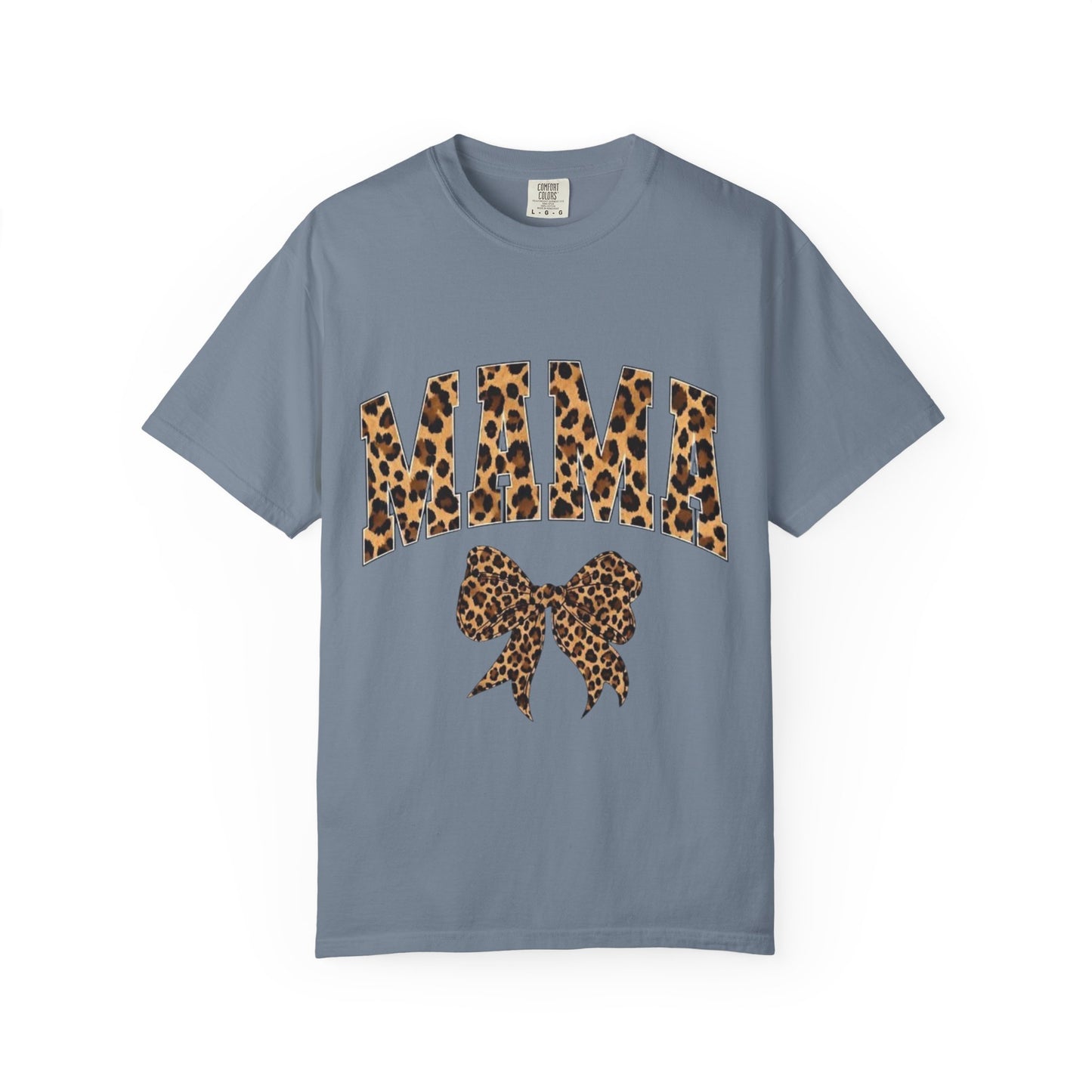 Mama Leopard Print T-Shirt — Cheeta Bow Graphic Tee for Moms