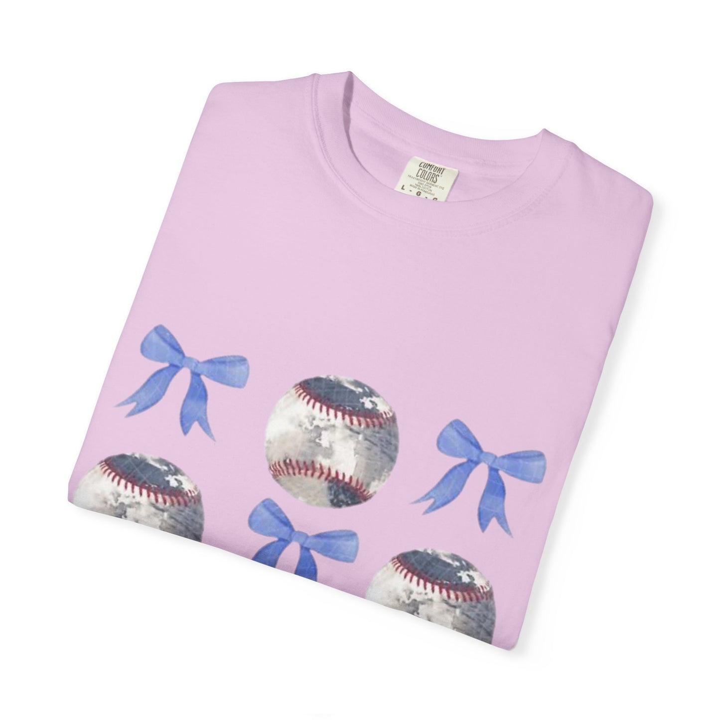 Baseball Bow Pattern T-Shirt — Cute Sports Graphic Tee