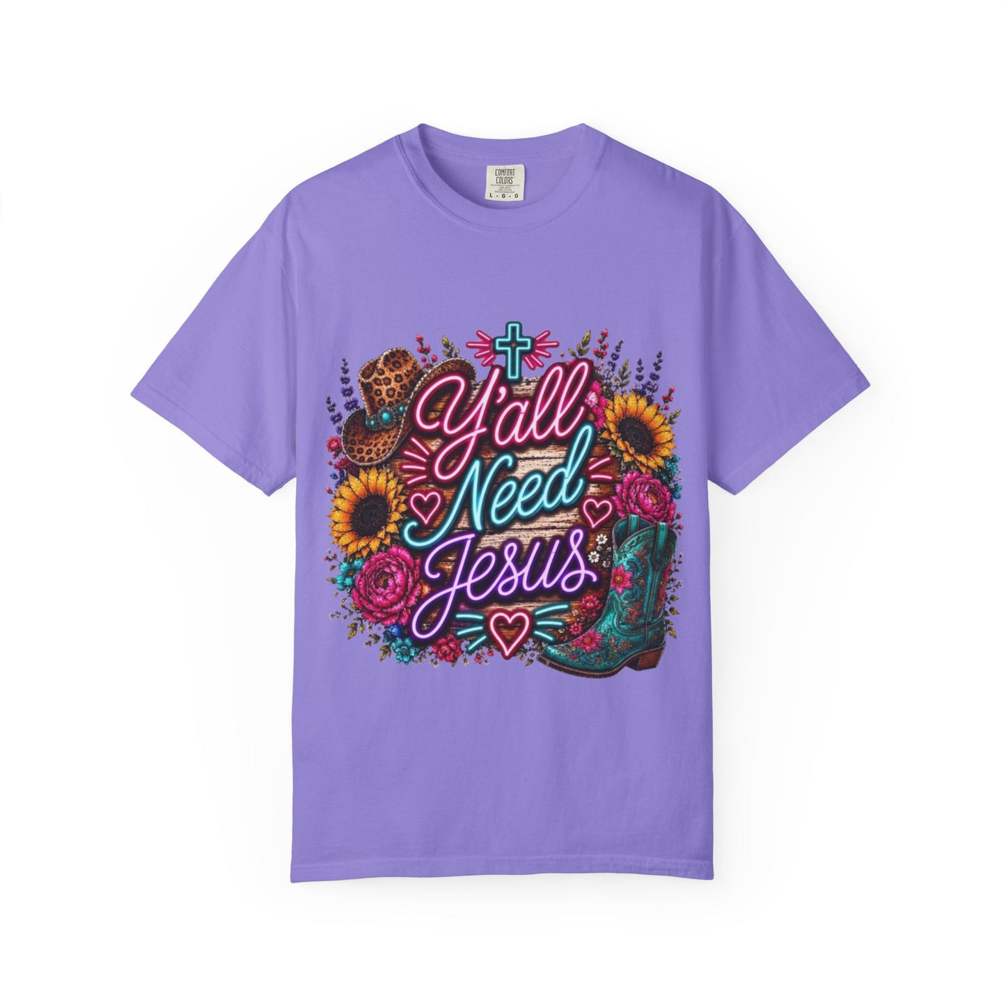 Y'all Need Jesus T-Shirt — Floral Cowboy Boot Christian Graphic Tee
