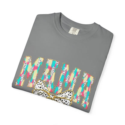 Mama Graphic T-Shirt with Colorful Leopard Bow — Mother's Day Casual Tee