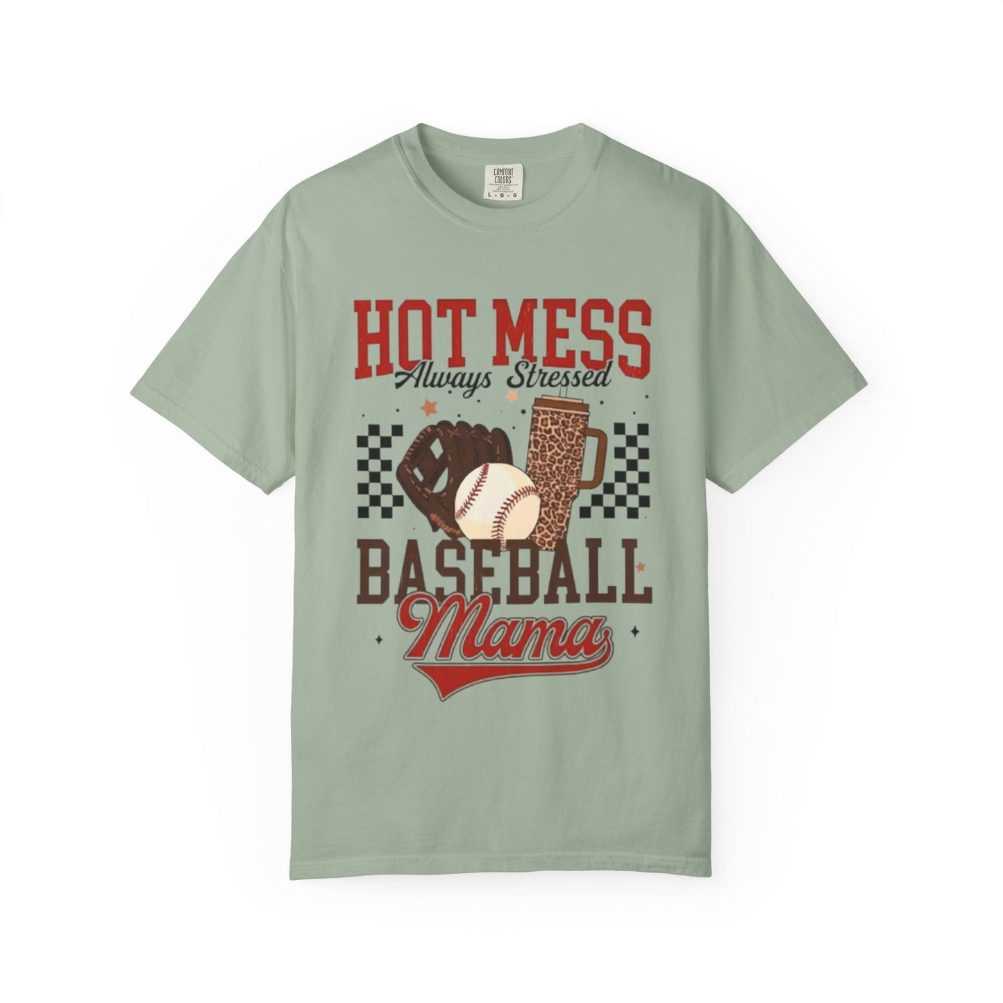 Baseball Mama T‑Shirt – "Hot Mess, Always Stressed" Mom Tee