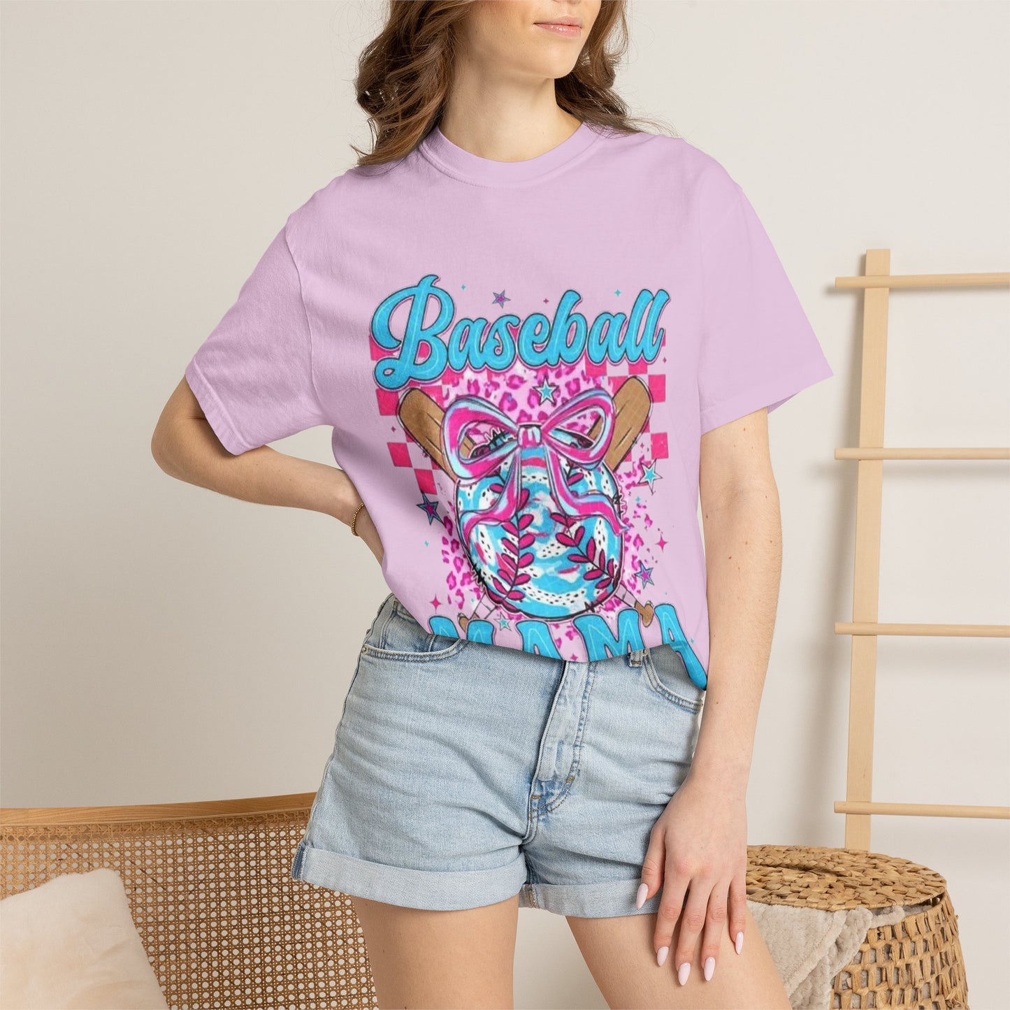 Baseball Mama T-Shirt — Pink & Blue Graphic Tee