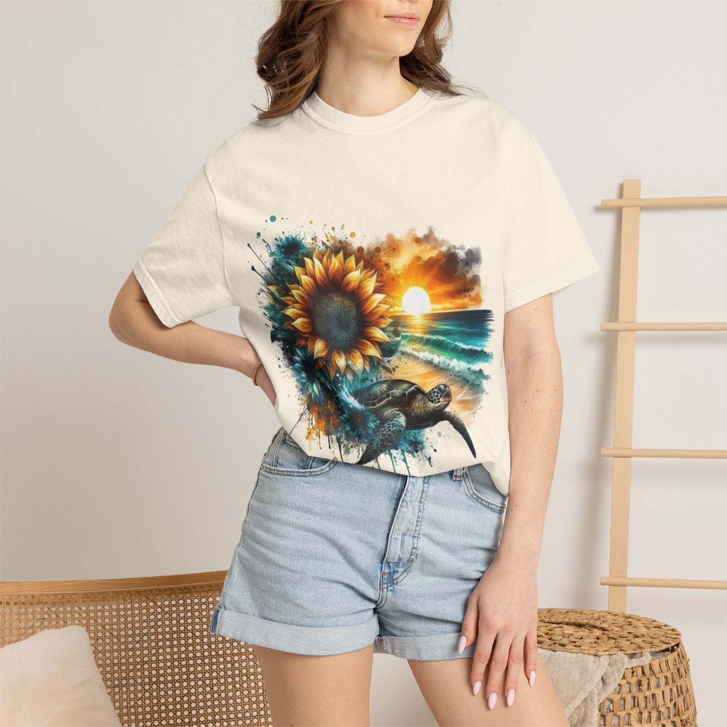 Sunflower Sea Turtle Sunset T-Shirt