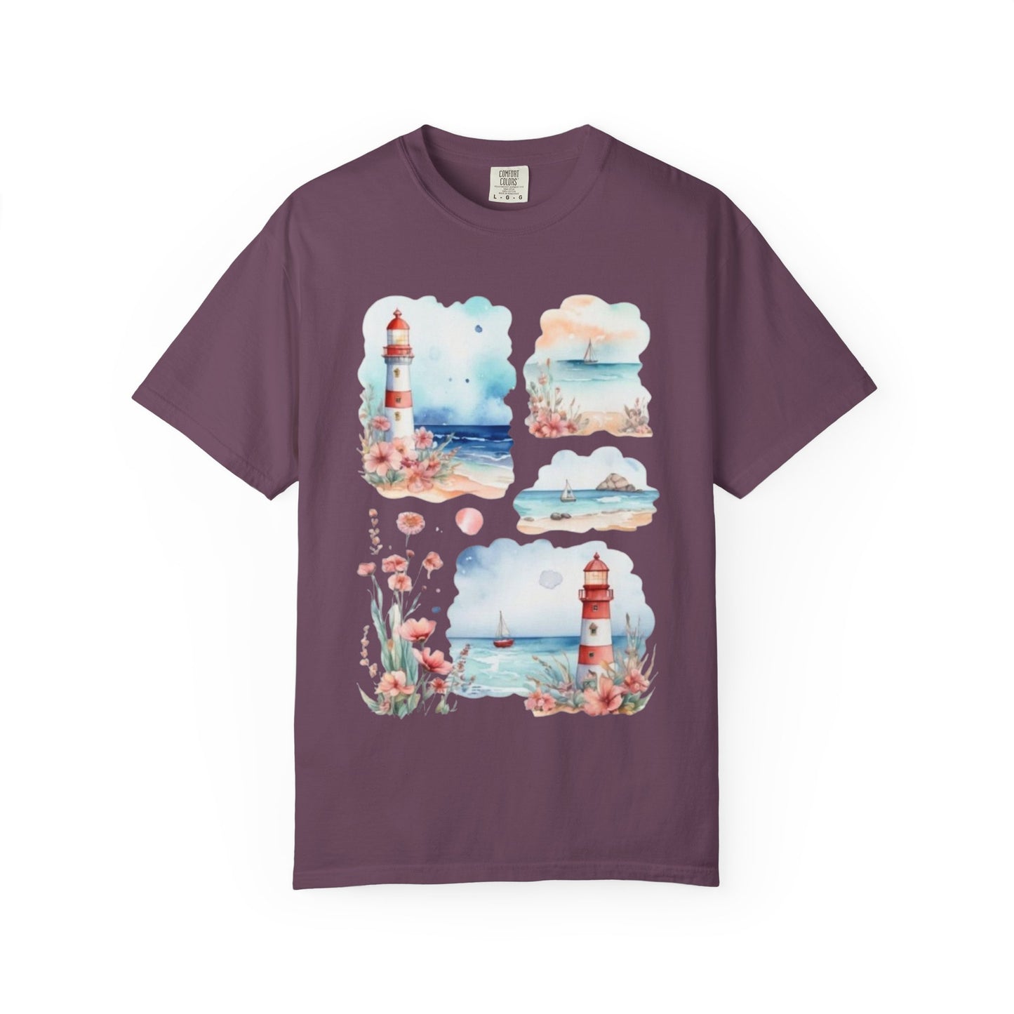 Lighthouse Watercolor T-Shirt — Coastal Nautical Beach Graphic Tee