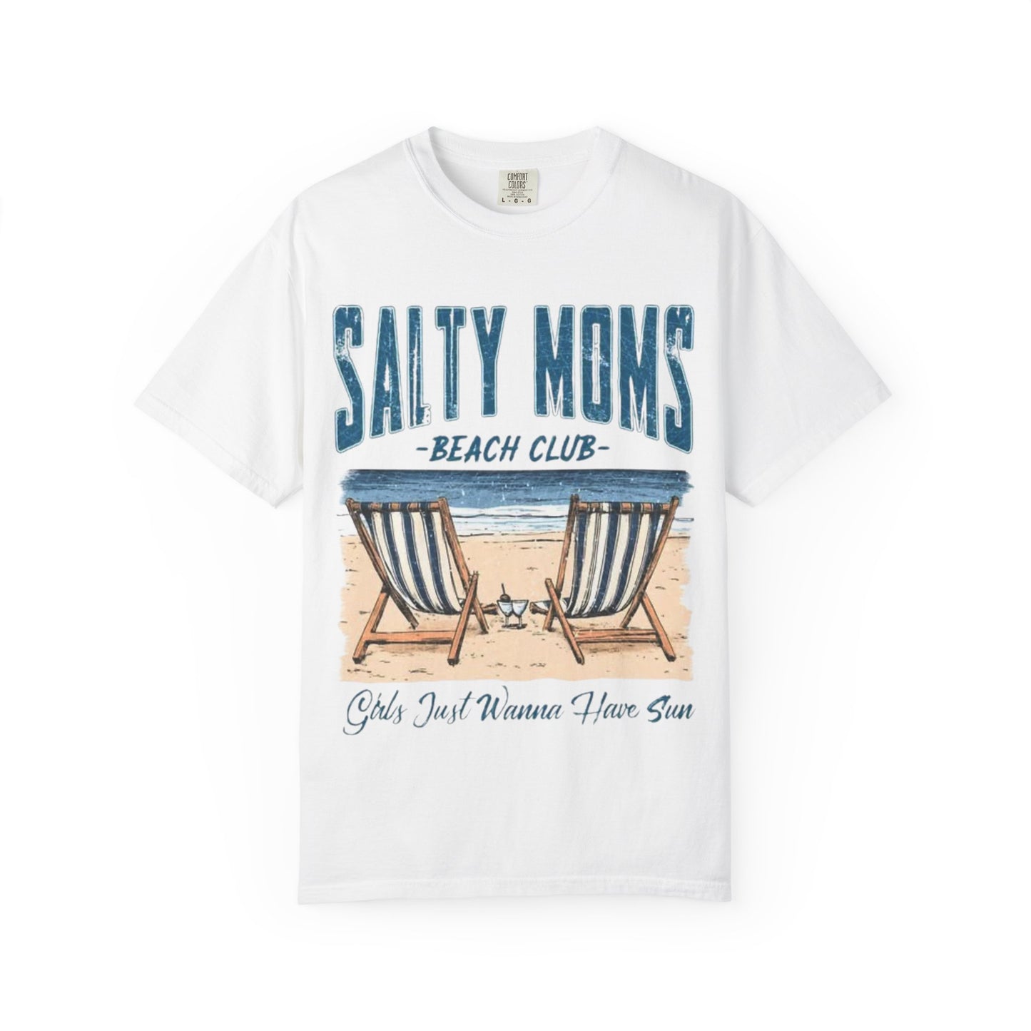 Salty Moms Beach Club T-Shirt — 'Girls Just Wanna Have Sun' Vintage Beach Tee