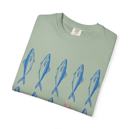 T-Shirt “Rules Are for Losers” Mackerel Print —