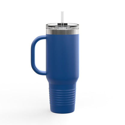 40oz Insulated Travel Mug — Funny Floral Chicken "I May Look Calm..." Design
