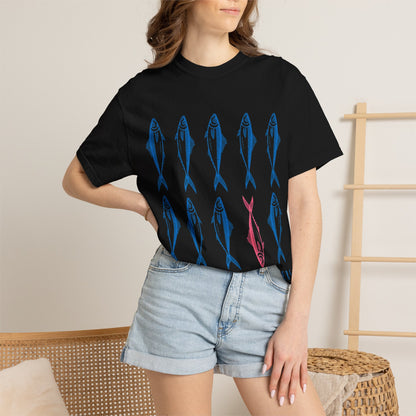 T-Shirt “Rules Are for Losers” Mackerel Print —