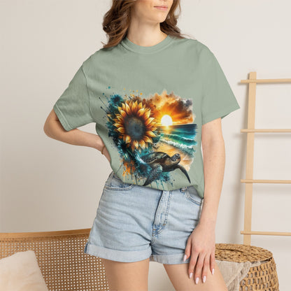 Sunflower Sea Turtle Sunset T-Shirt