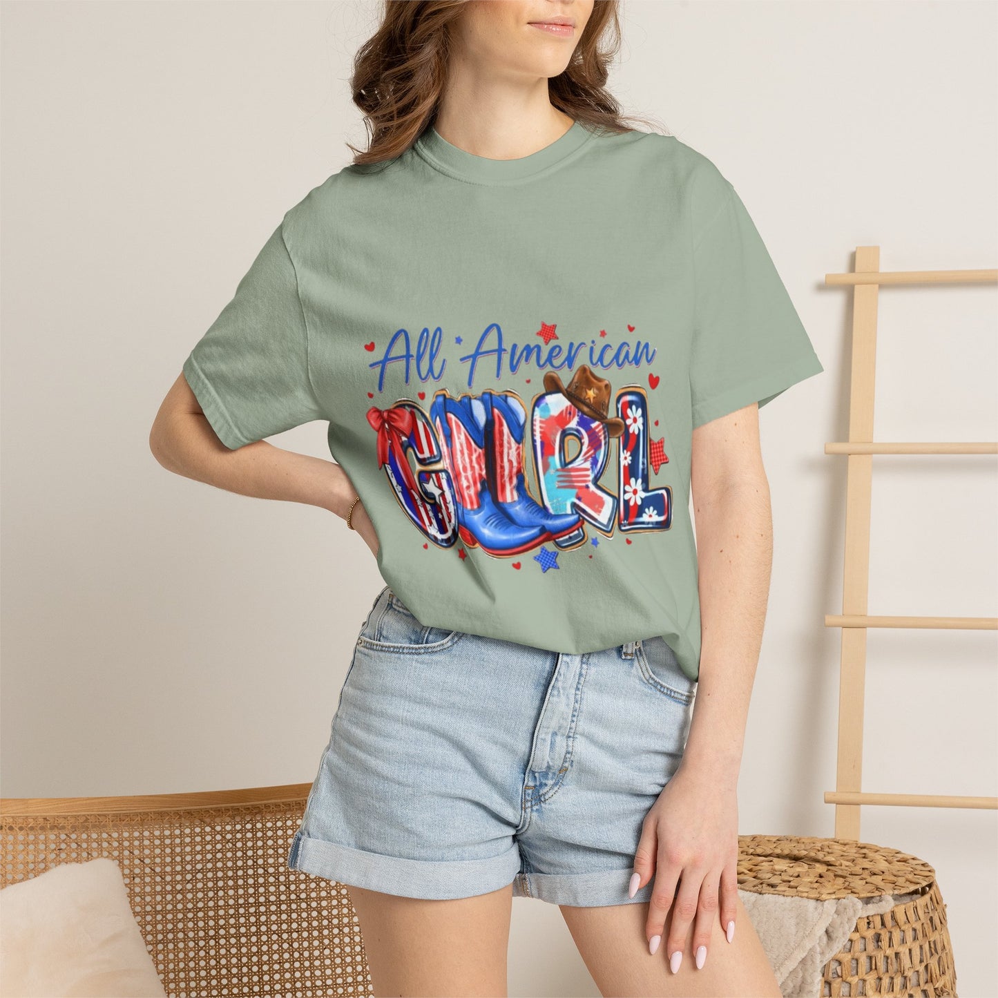 All American Girl T-Shirt – Patriotic 4th of July Graphic Tee