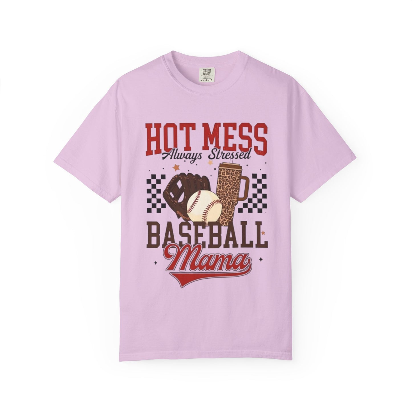 Baseball Mama T‑Shirt – "Hot Mess, Always Stressed" Mom Tee