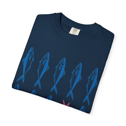 T-Shirt “Rules Are for Losers” Mackerel Print —