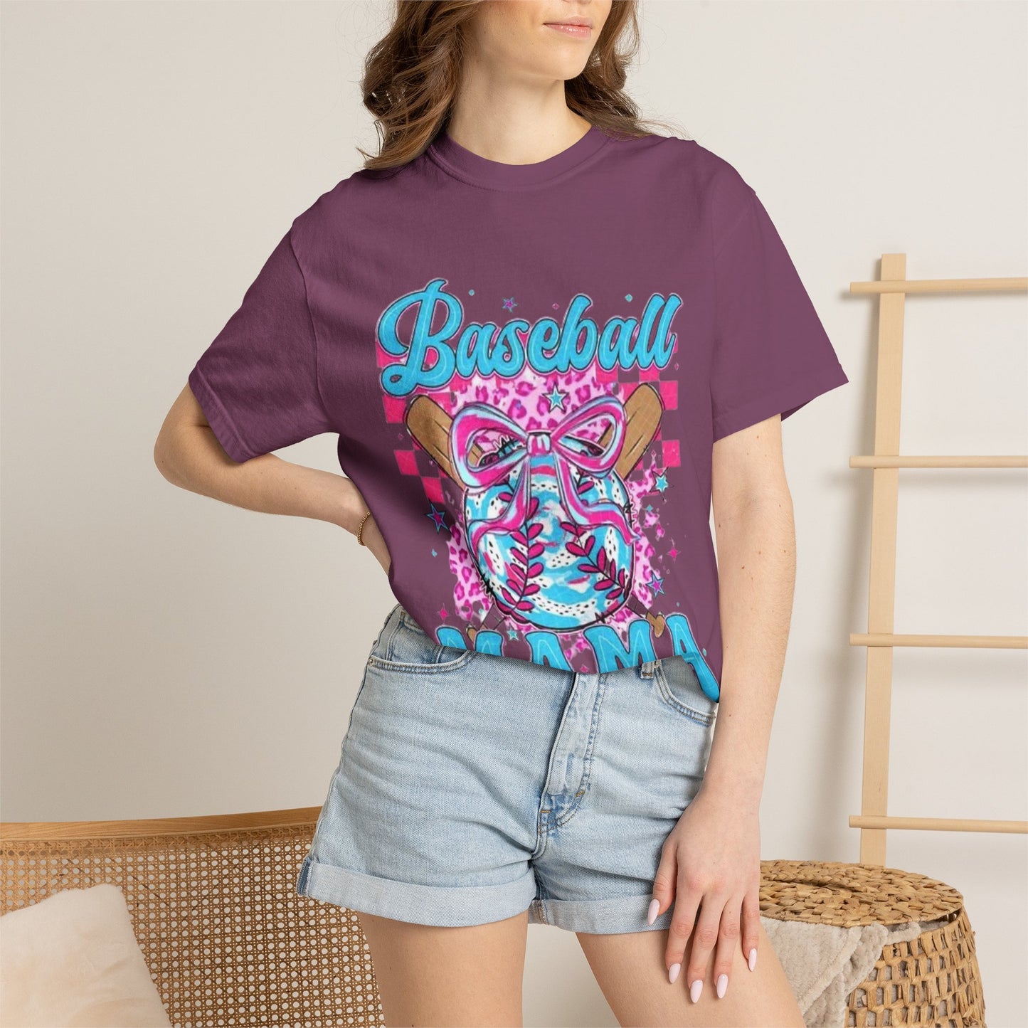 Baseball Mama T-Shirt — Pink & Blue Graphic Tee