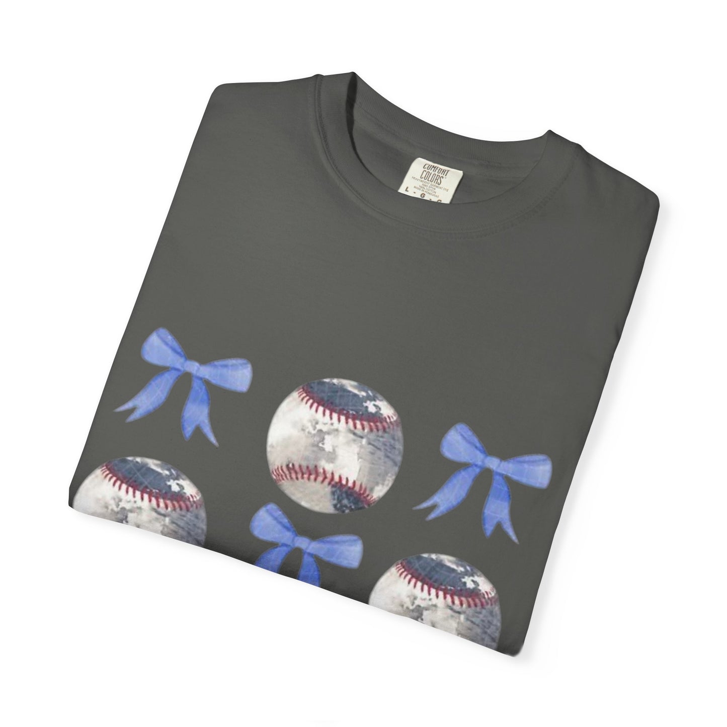 Baseball Bow Pattern T-Shirt — Cute Sports Graphic Tee