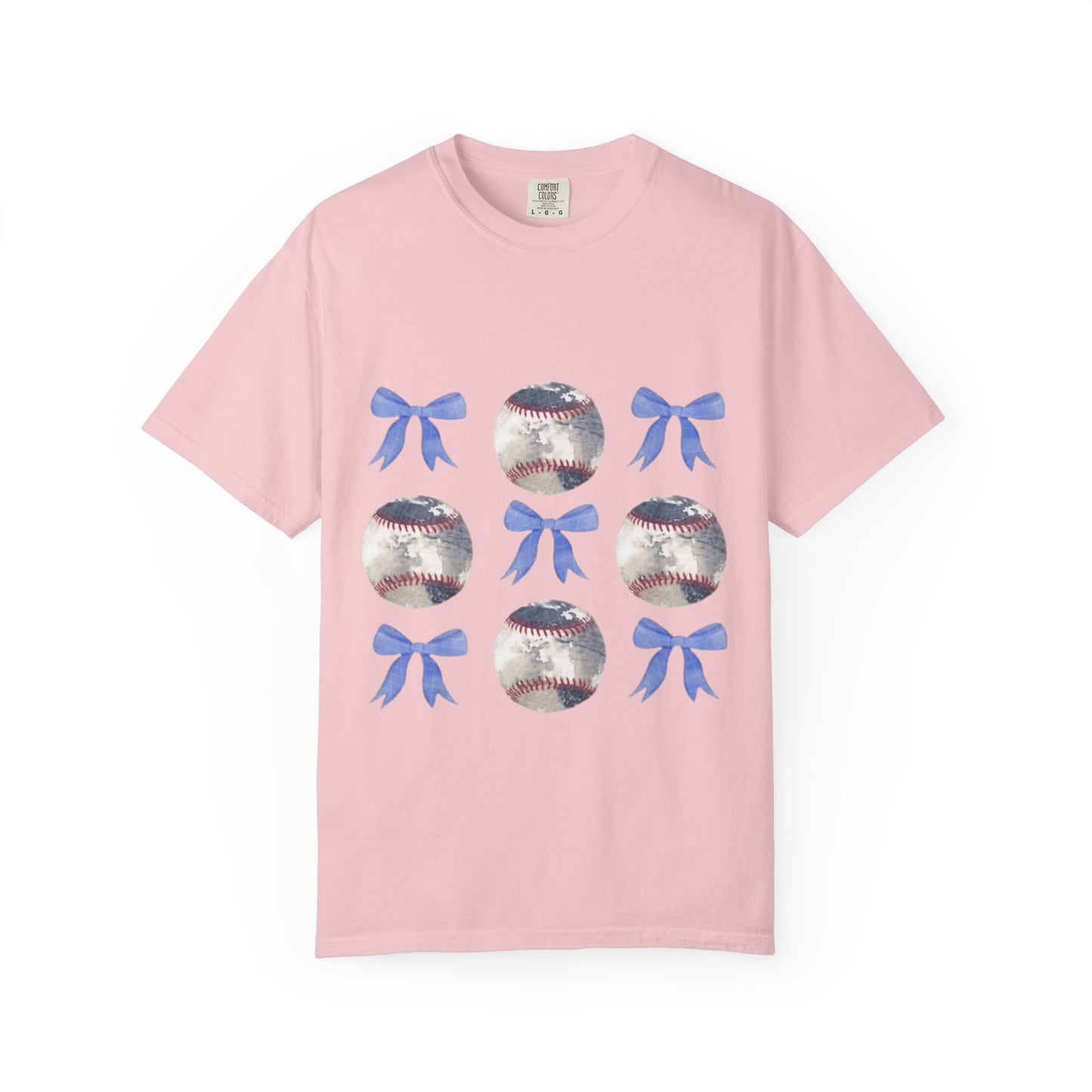 Baseball Bow Pattern T-Shirt — Cute Sports Graphic Tee