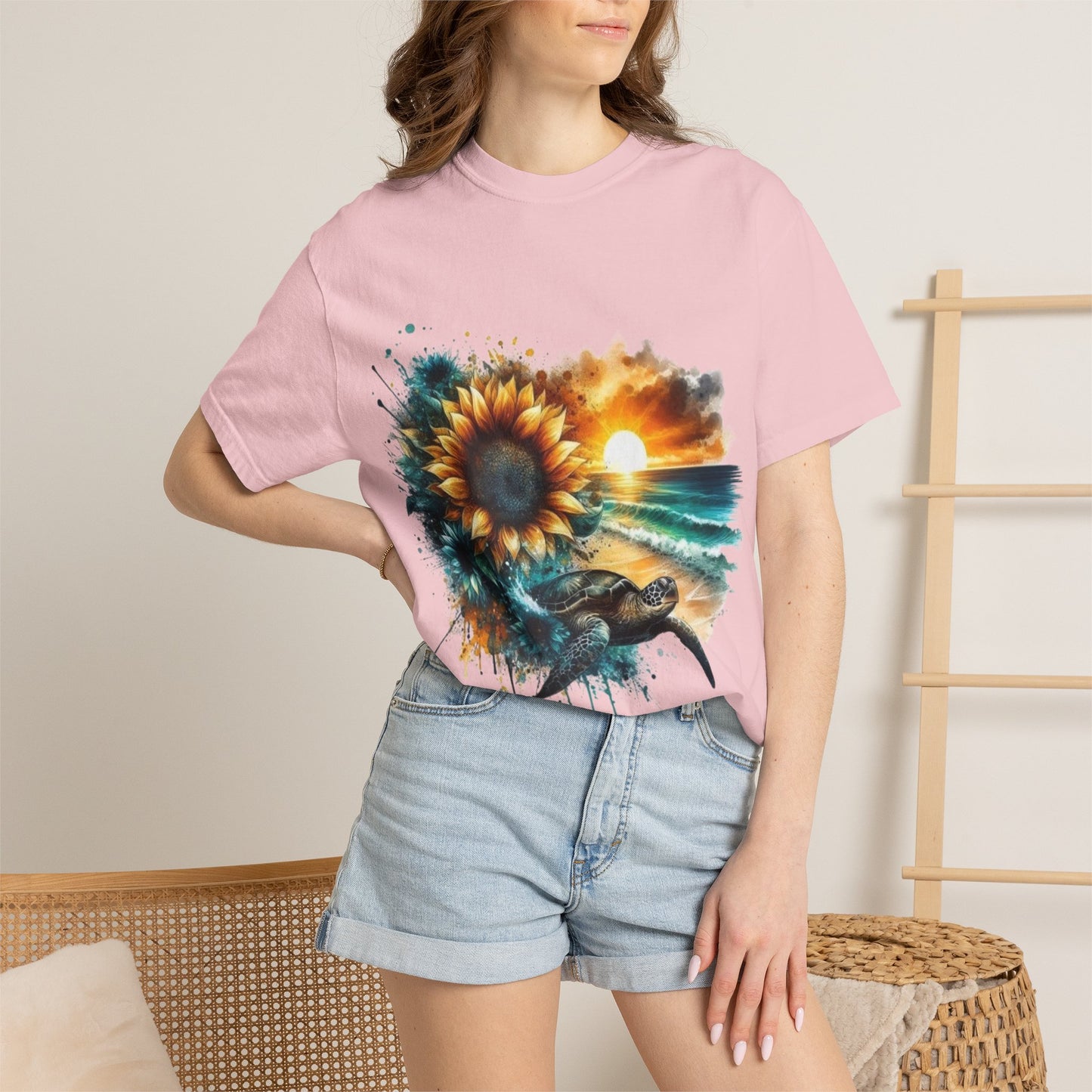 Sunflower Sea Turtle Sunset T-Shirt