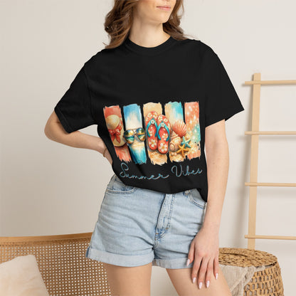 Summer Vibes T-Shirt — Beach Flip-Flops & Shells Graphic Tee