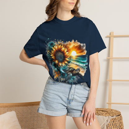 Sunflower Sea Turtle Sunset T-Shirt