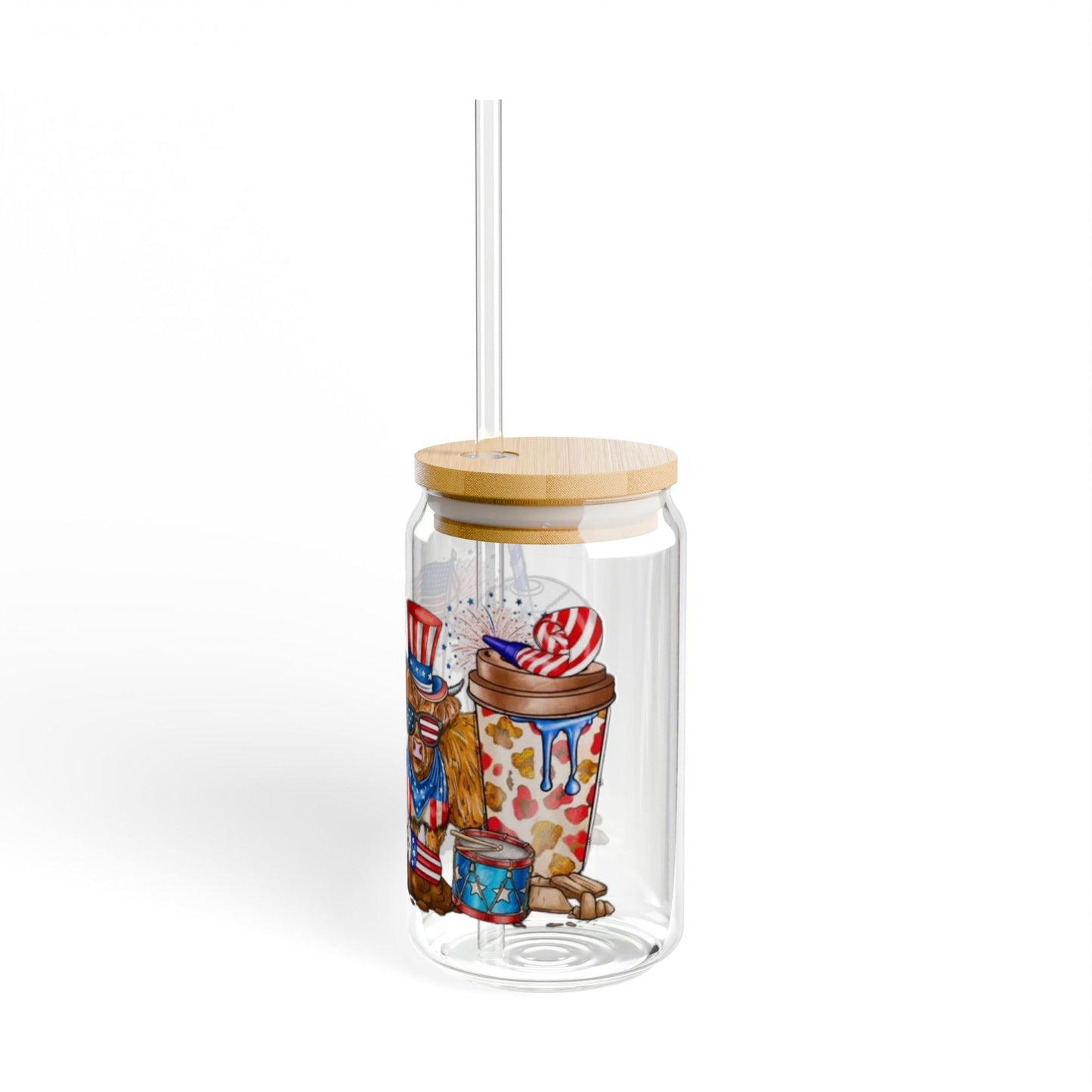 Patriotic 16oz Sipper Glass with Straw – Fourth of July