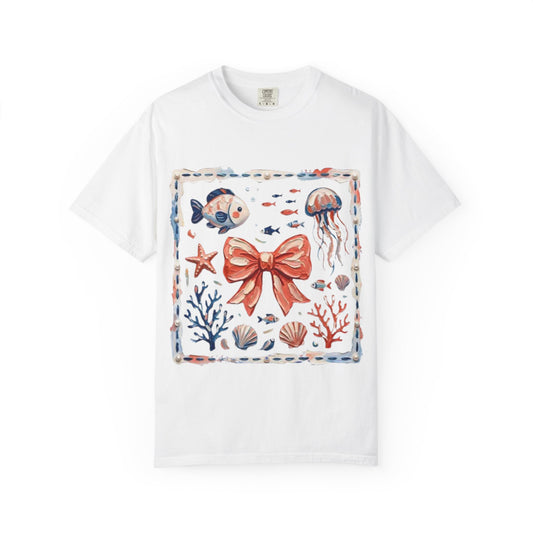 Nautical Bow & Sea Life T-Shirt — Vintage Coral Reef Graphic