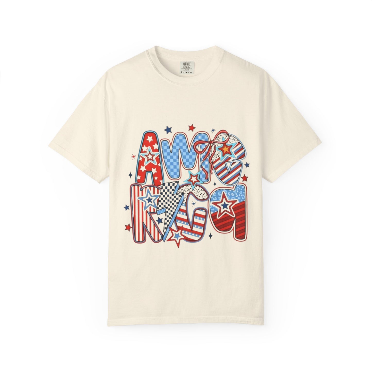 American Flag Retro Bubble Letter T-Shirt — Patriotic 4th of July Tee