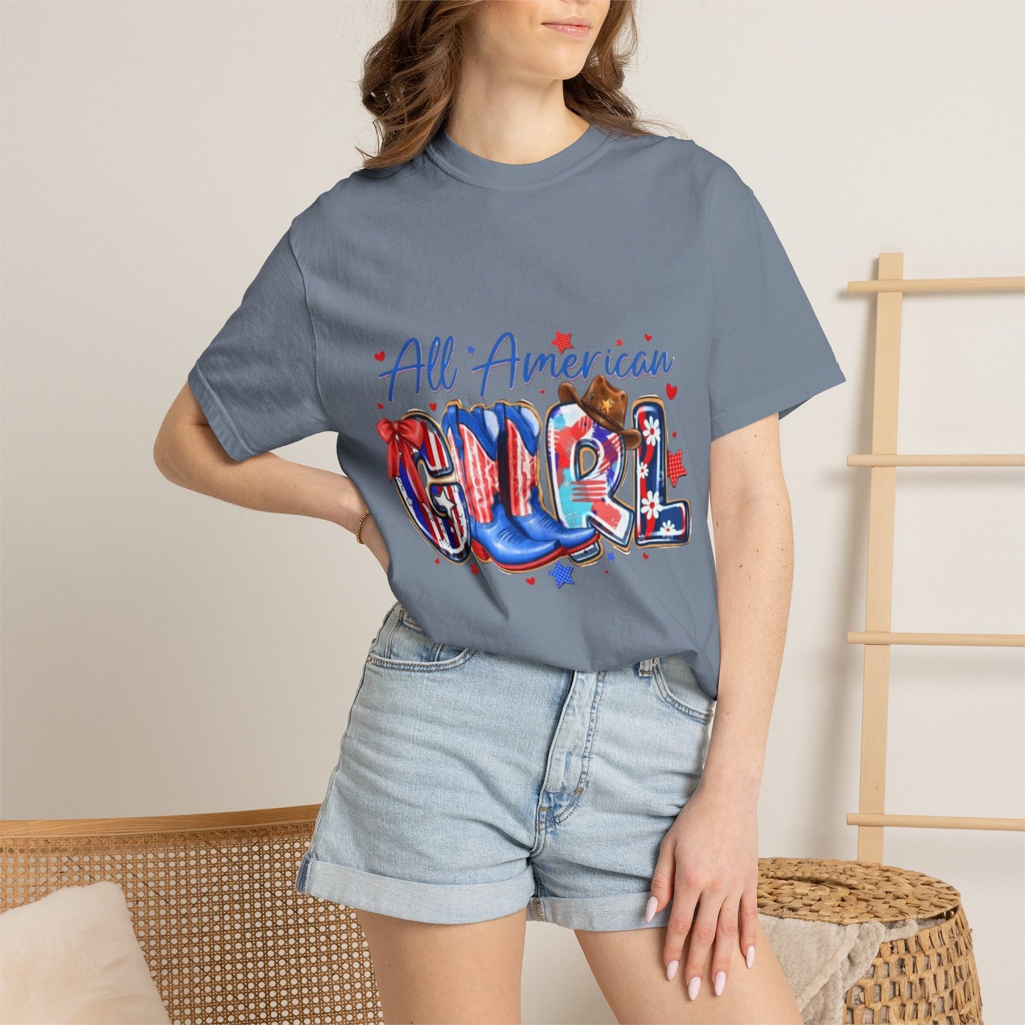 All American Girl T-Shirt – Patriotic 4th of July Graphic Tee