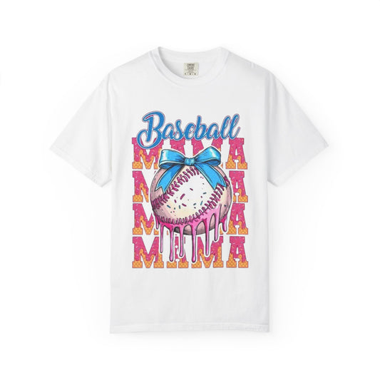 Baseball Mama T-Shirt — Cute Drip Baseball Design with Bow