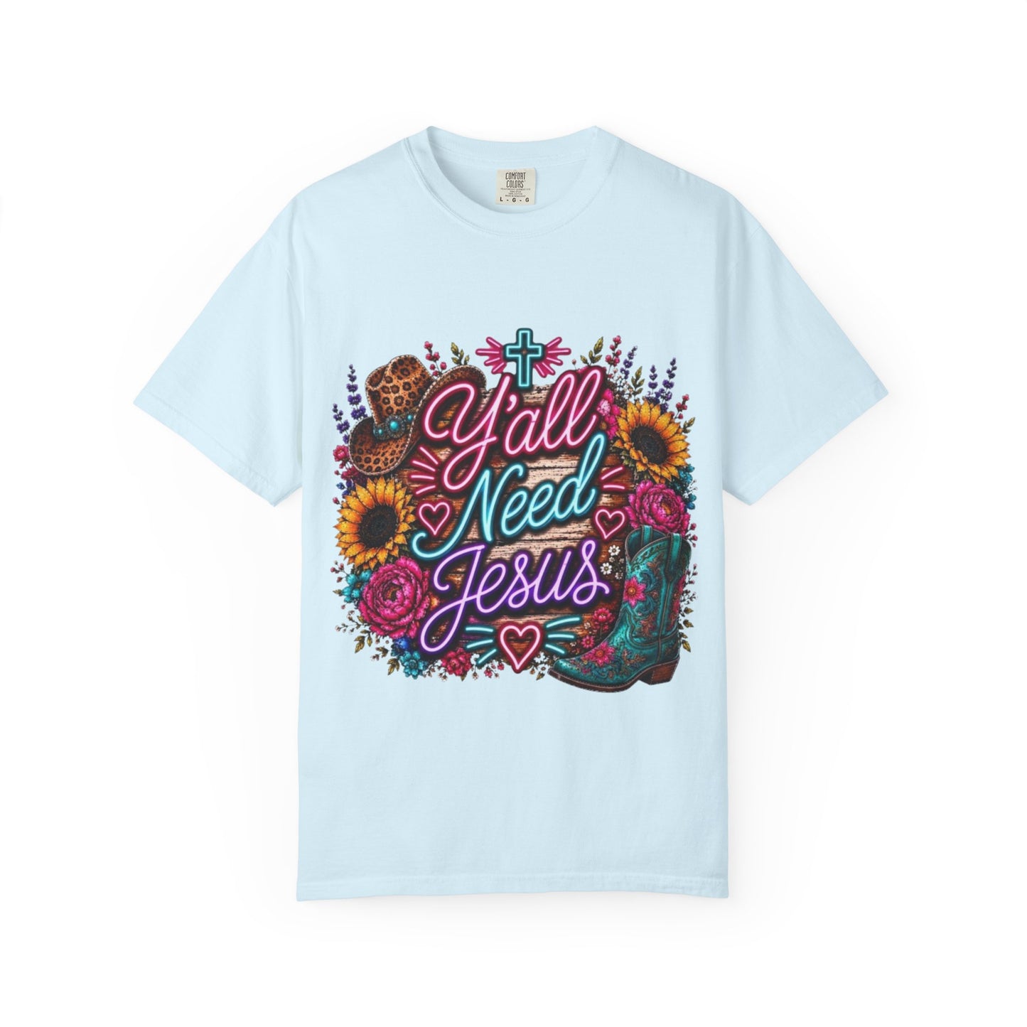 Y'all Need Jesus T-Shirt — Floral Cowboy Boot Christian Graphic Tee