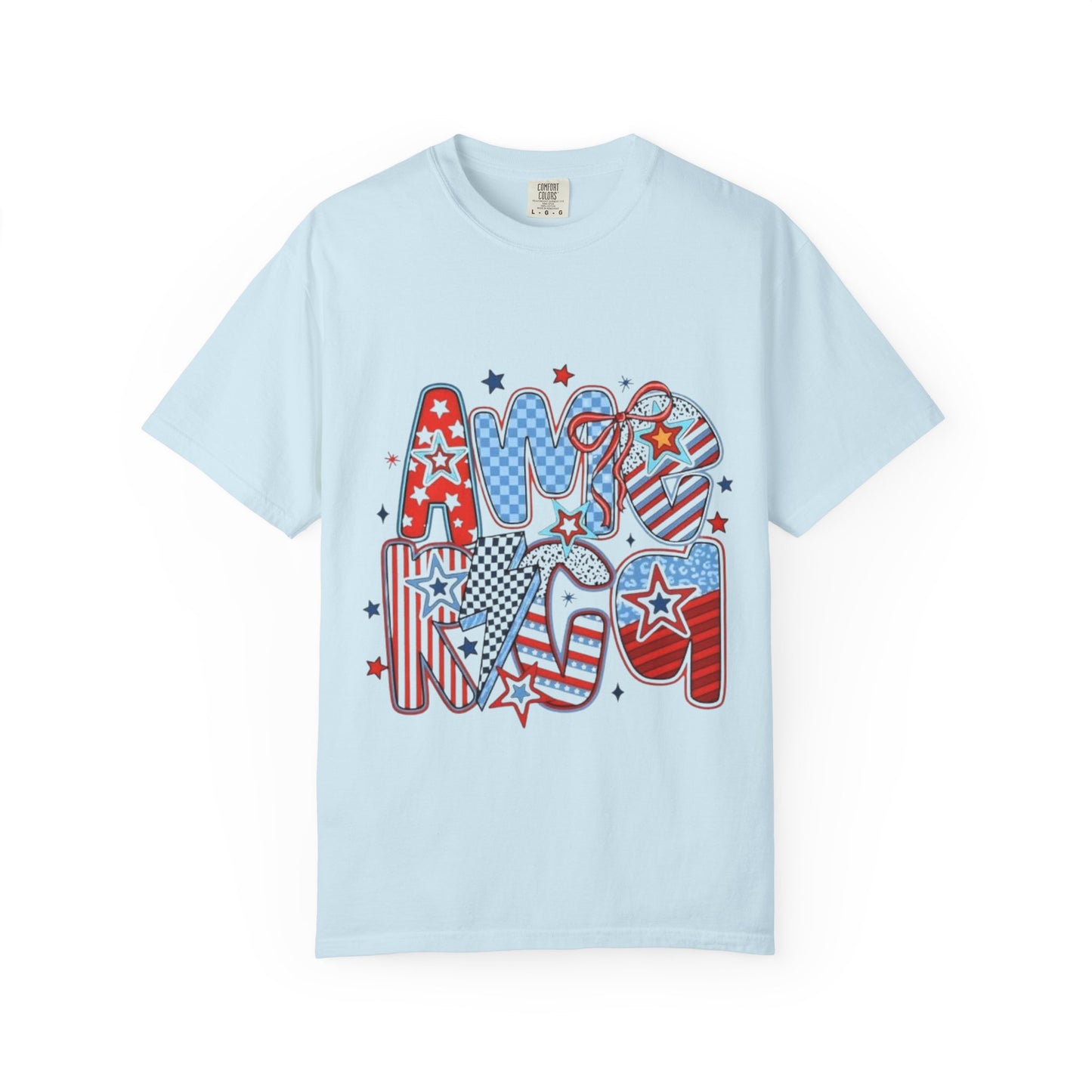 American Flag Retro Bubble Letter T-Shirt — Patriotic 4th of July Tee