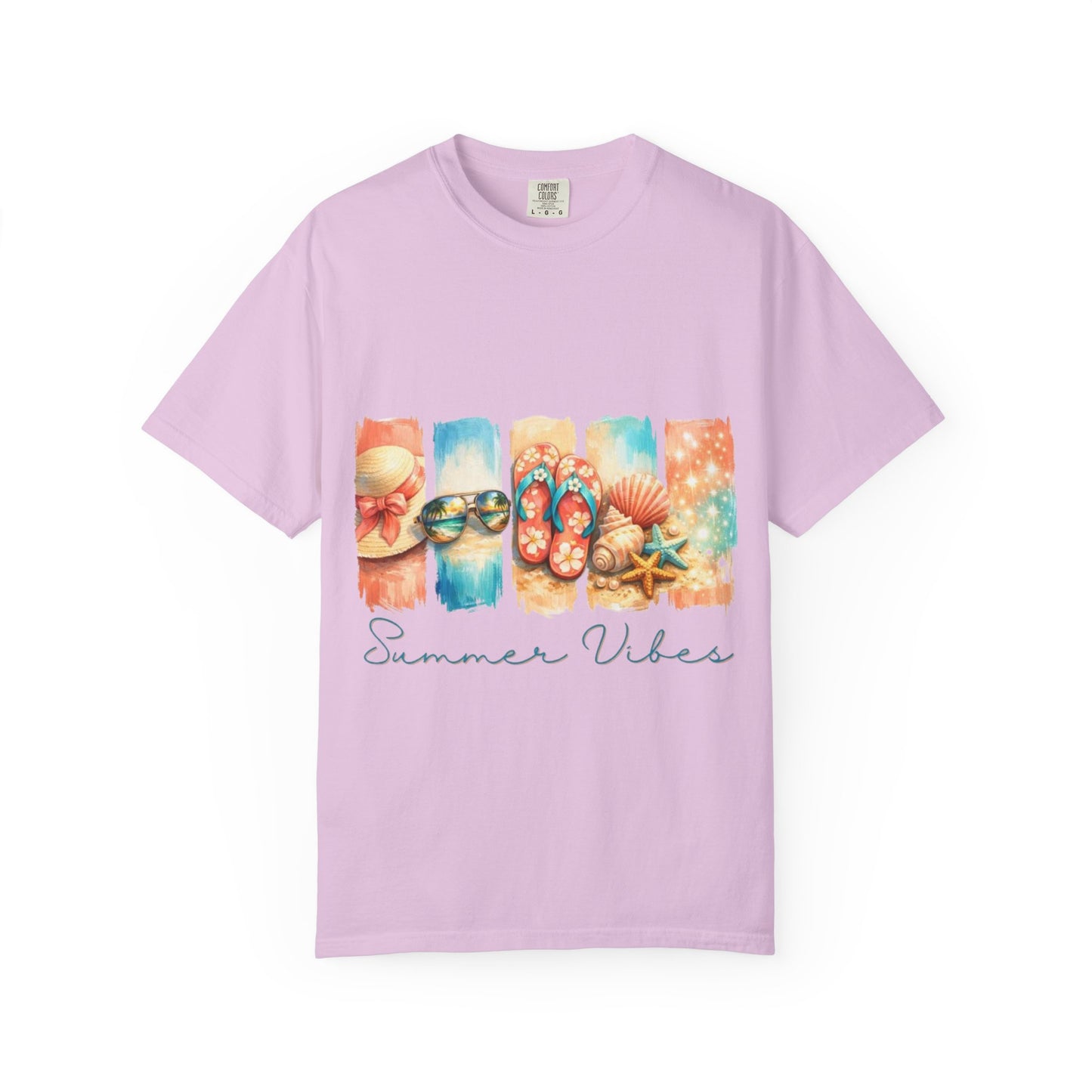 Summer Vibes T-Shirt — Beach Flip-Flops & Shells Graphic Tee