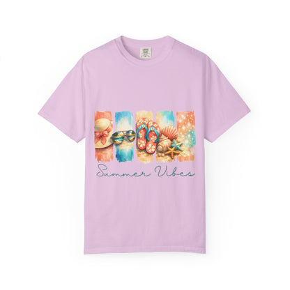 Summer Vibes T-Shirt — Beach Flip-Flops & Shells Graphic Tee