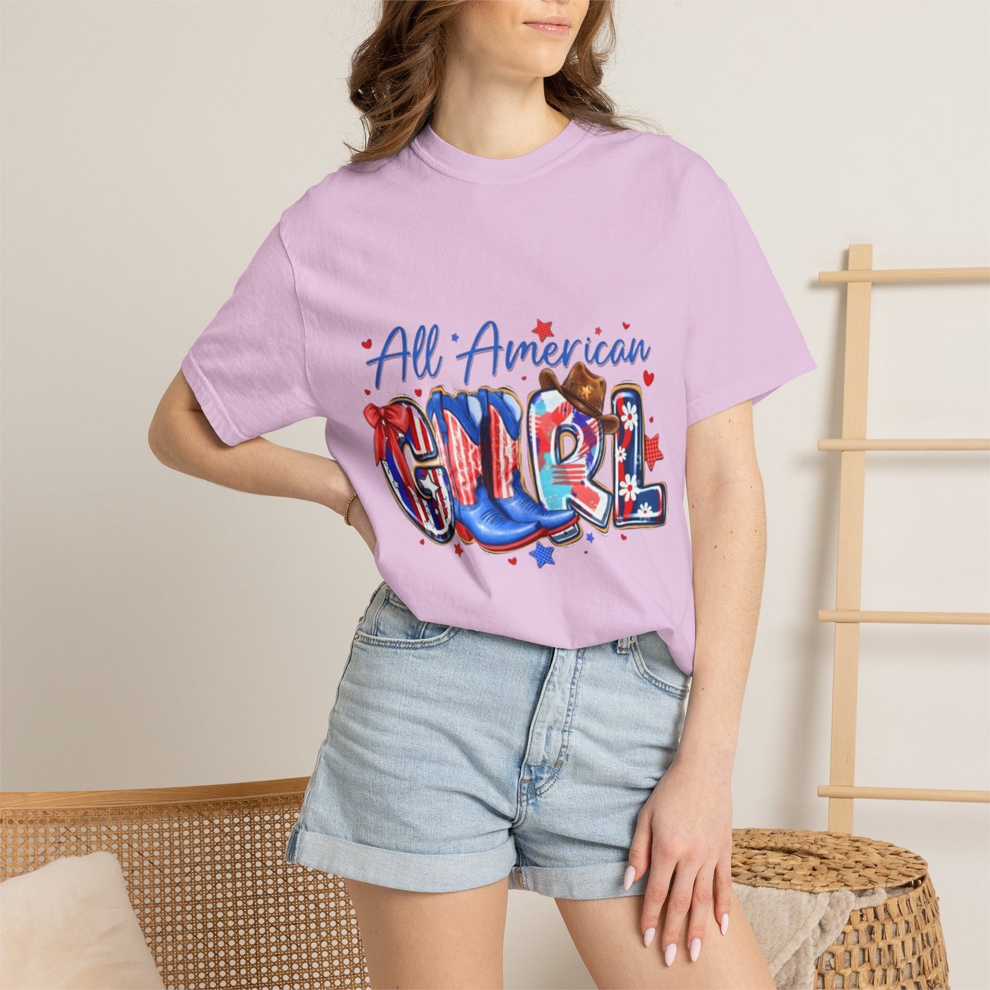 All American Girl T-Shirt – Patriotic 4th of July Graphic Tee