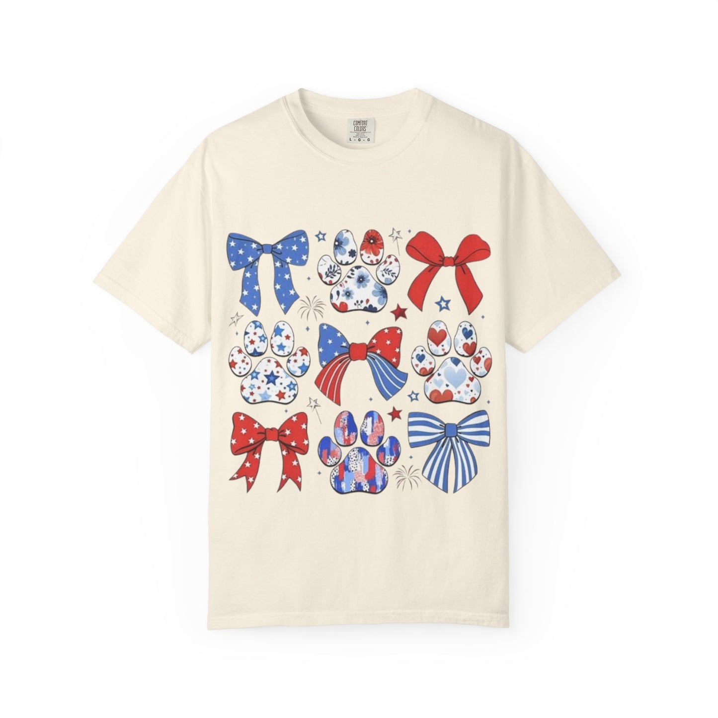 Patriotic Paw Prints & Bows T-Shirt