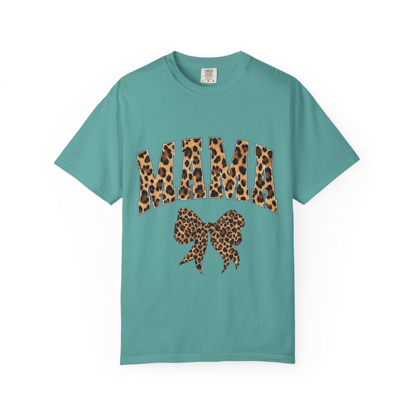 Mama Leopard Print T-Shirt — Cheeta Bow Graphic Tee for Moms