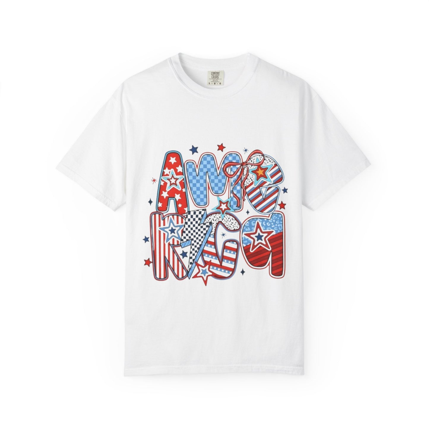 American Flag Retro Bubble Letter T-Shirt — Patriotic 4th of July Tee
