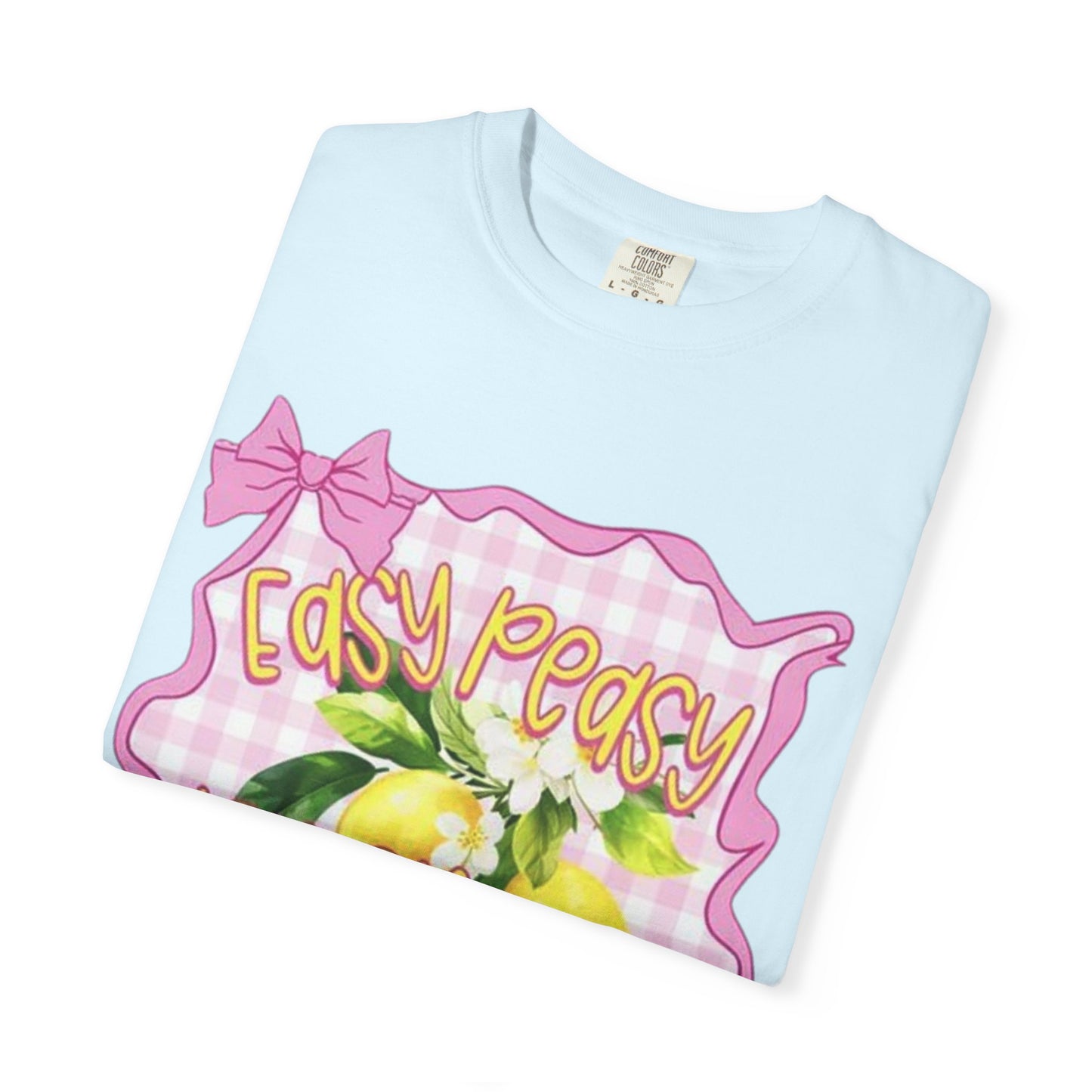 Easy Peasy Lemon Squeezy T-Shirt — Retro Pink Gingham Lemon Graphic