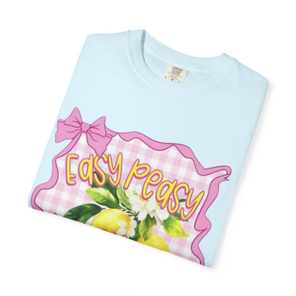 Easy Peasy Lemon Squeezy T-Shirt — Retro Pink Gingham Lemon Graphic