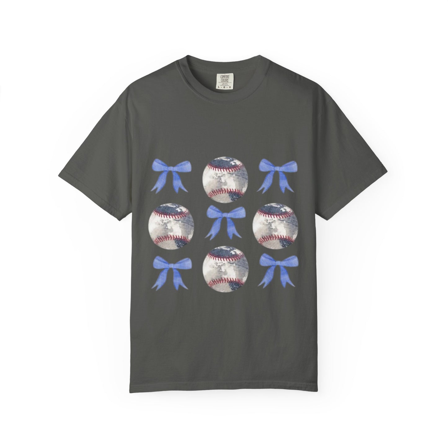Baseball Bow Pattern T-Shirt — Cute Sports Graphic Tee