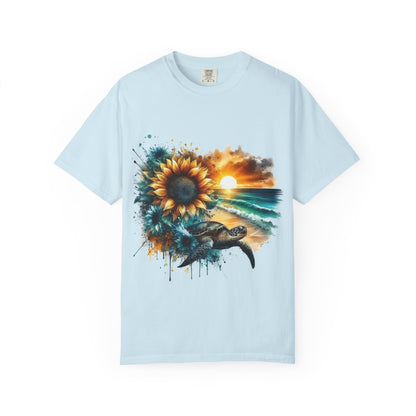 Sunflower Sea Turtle Sunset T-Shirt