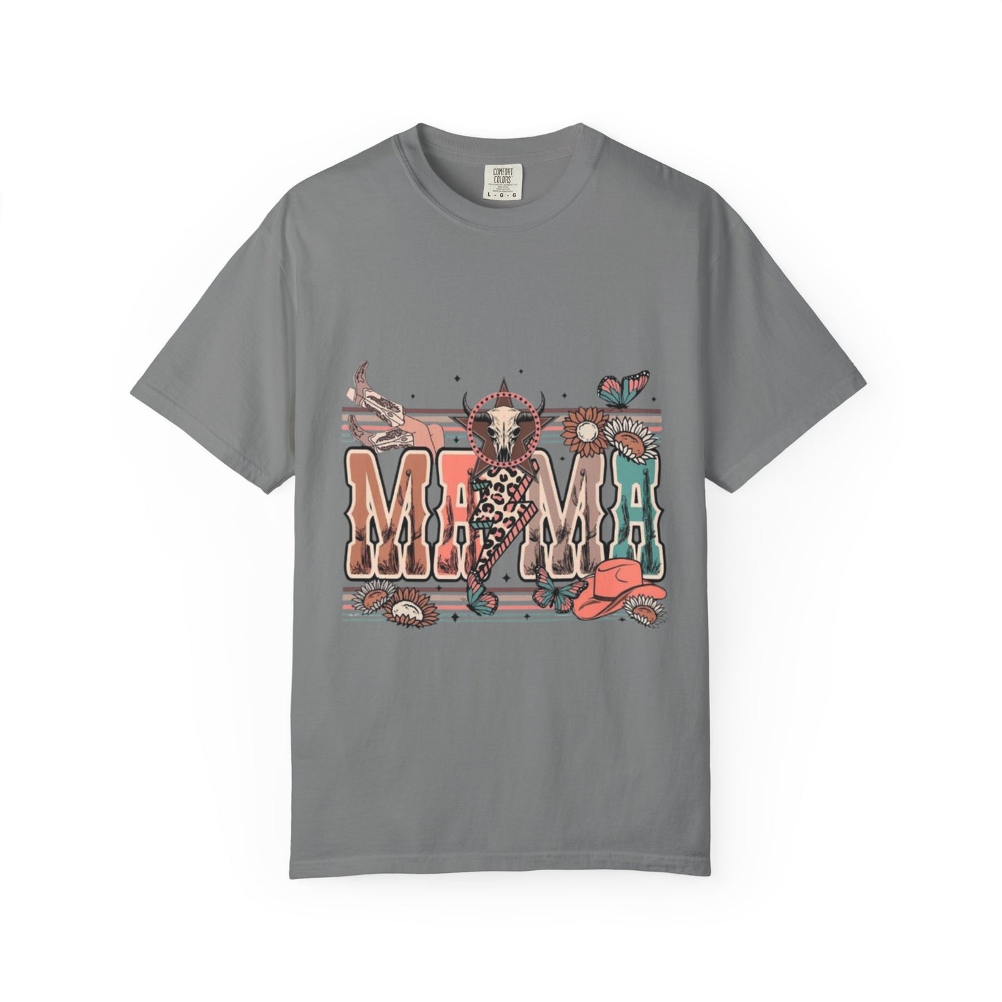 Western Mama Graphic T-Shirt — Cow Skull & Desert Floral